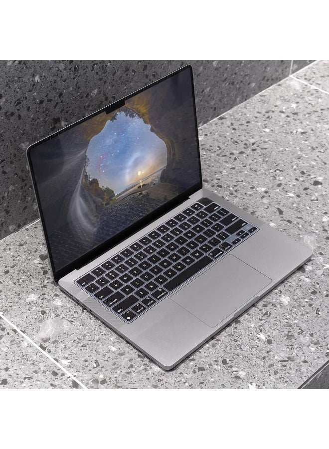 غطاء لوحة مفاتيح متميز لجهاز ماك بوك إير 15 بوصة M4 A3241 M3 A3114 A2941 2023، إير 13.6" M4 A3240 M3 A3113 M2 A2681، غطاء لوحة مفاتيح ماك بوك برو 14 16 بوصة M4 M3 M1 M2 A3434/A3112/A3401/A3185 A2992 A2918 A2779 A2442 A2991، أسود - Image 5